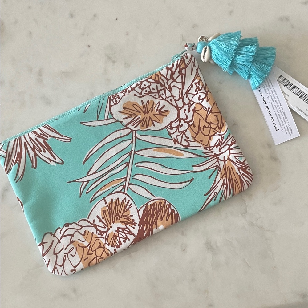 Poupette St Barth tropical Print Pouch with tassel